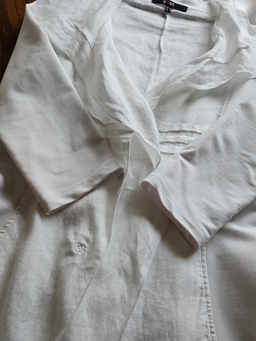 Yest White Linen/Cotton A-line Boho Chic Overshirt Blazer Size 4 - Picture 11 of 15